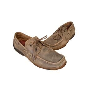 Twisted X Boat Shoe Driving Mocs leather womens western casual tan 10